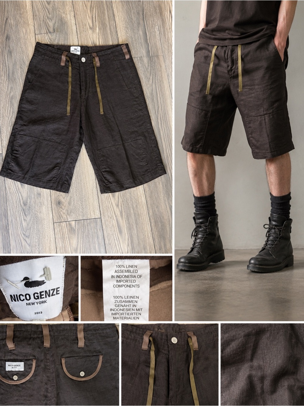 Nico Genze New York  - Brown linen shorts cargo xl